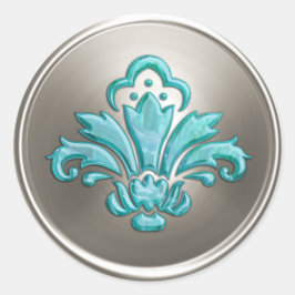 Adesivo Redondo Silver Fleur de Lis Envelope Seal Emboscada