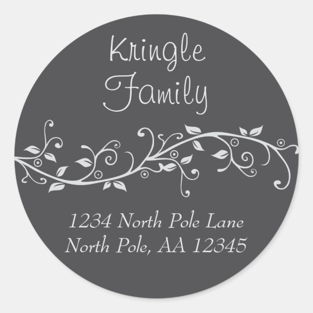 Adesivo Redondo Silver Flourish Name Sticker (Frente)