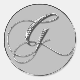 Adesivo Redondo Silver Formal Casamento Monograma G Selos