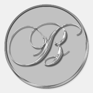 Adesivo Redondo Silver Formal Wedch Monograma B Vedante