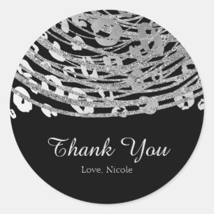 Adesivo Redondo Silver Glam Cheetah Impressão Exotic Party Favor