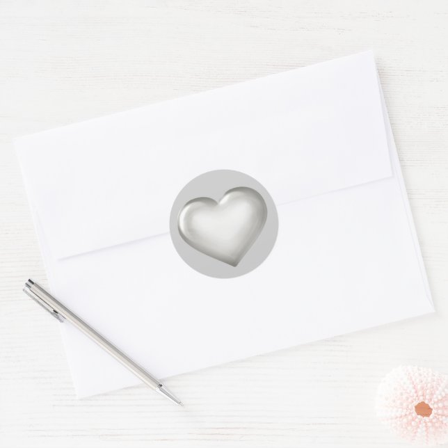 Adesivo Redondo Silver Heart (Envelope)