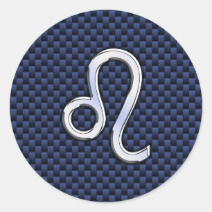 Adesivo Redondo Silver Leo Zodiac Símbolo Marinho de Impressão d