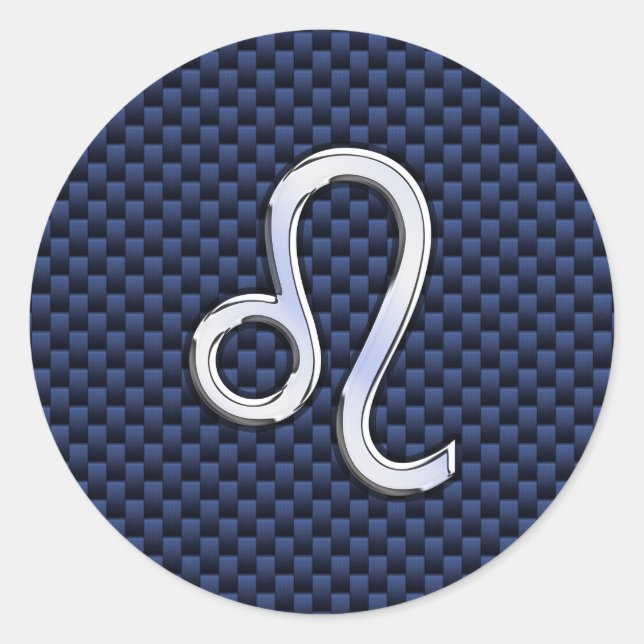 Adesivo Redondo Silver Leo Zodiac Símbolo Marinho de Impressão de  (Frente)