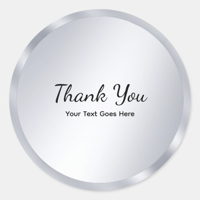 Adesivo Redondo Silver Look Blank Template Elegant Thank You (Frente)