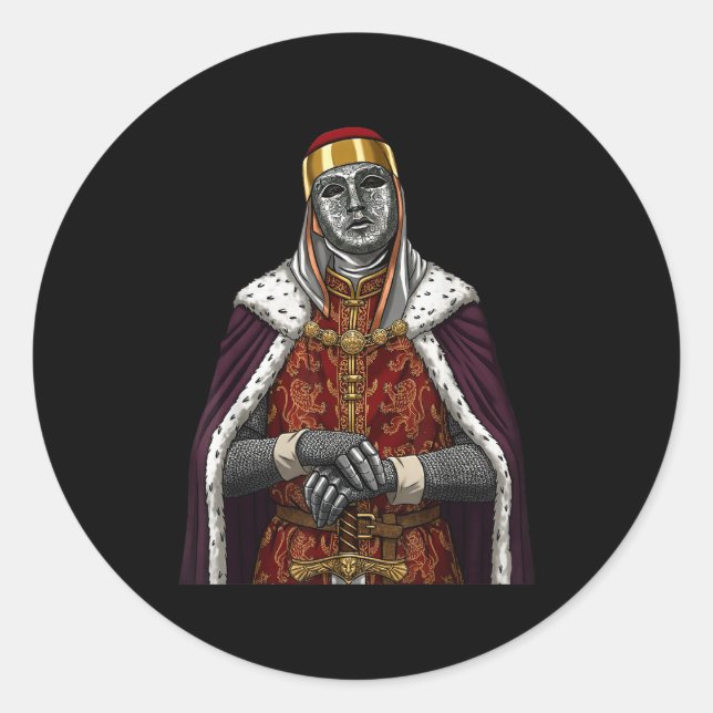 Adesivo Redondo Silver Mask King Baldwin Iv Golden Mask Medieval A (Frente)