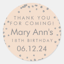 Silver Obrigado Aniversário Glitter Confetti Rosa