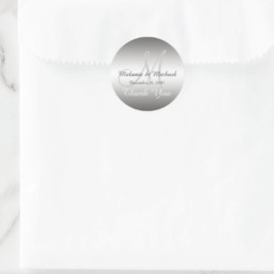 Adesivo Redondo Silver Obrigado Monograma Vestido