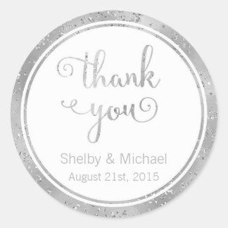 Adesivo Redondo Silver Obrigado Texto Personalizado Vinheta Person