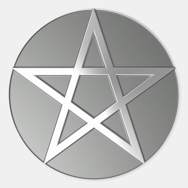 Adesivo Redondo Silver Pentacle Sticker (Frente)