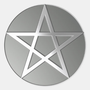 Adesivo Redondo Silver Pentacle Sticker
