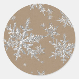 Adesivo Redondo Silver Snowflakes Russo Kraft Brown