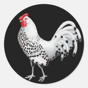 Adesivo Redondo Silver Spangled Hamburg Rooster Sticker