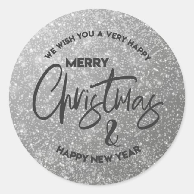 Adesivo Redondo Silver Sticker Feliz Natal (Frente)