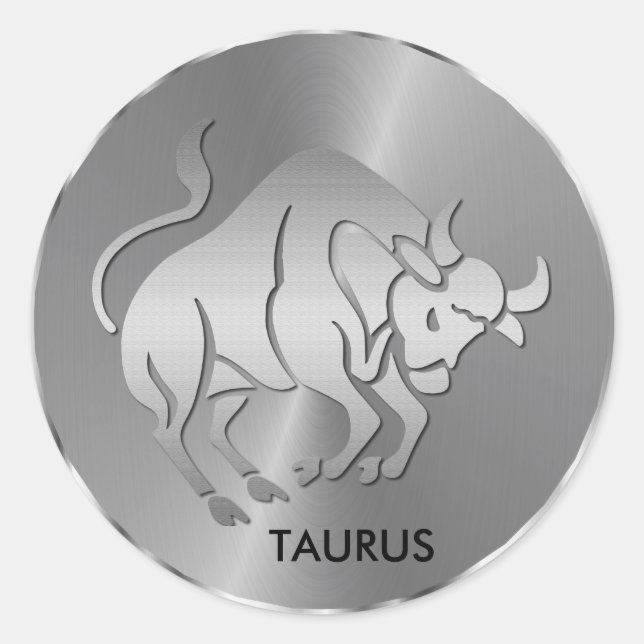 Adesivo Redondo Silver Taurus ♉ Bull - Horoscópio Zodiac (Frente)