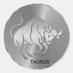 Adesivo Redondo Silver Taurus ♉ Bull - Horoscópio Zodiac