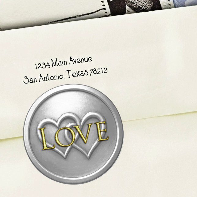 Adesivo Redondo Silver Two Hearts Intertwined Wedding (Criador carregado)