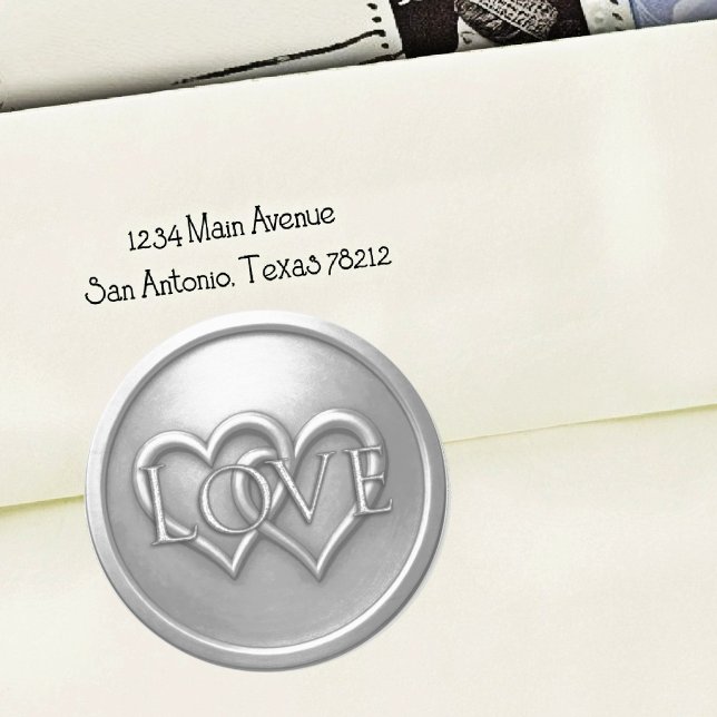 Adesivo Redondo Silver Two Hearts Intertwined Wedding (Criador carregado)