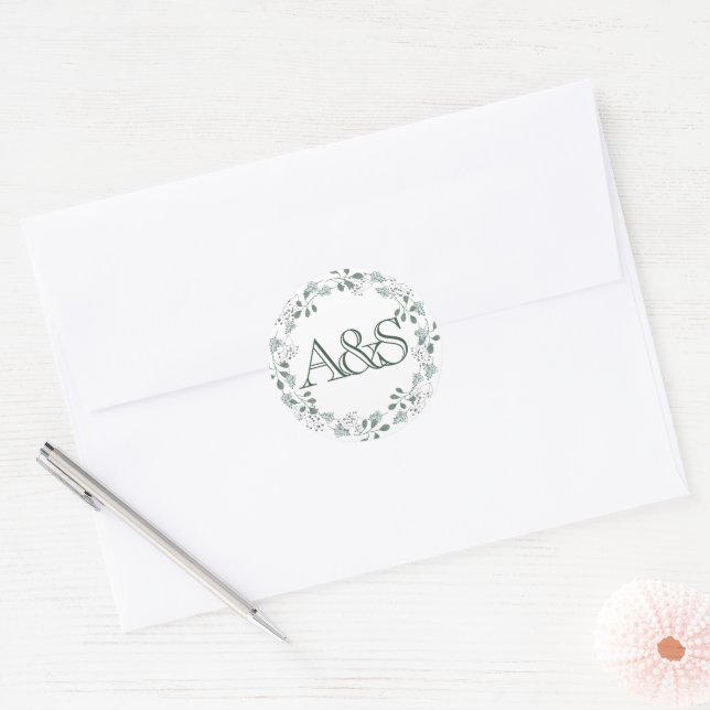 Adesivo Redondo Silvery Green Eucalyptus Wedding (Envelope)