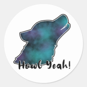 Adesivo Redondo Sim! Galáxia Espacial Wolf Silhouette Head