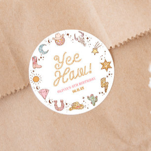 Adesivo Redondo Sim, Haw! Festa de aniversário de Garotas Disco Oc