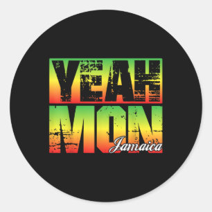 Adesivo Redondo Sim Mon Retro Jamaica Flag Jamaican Souvenir Funn