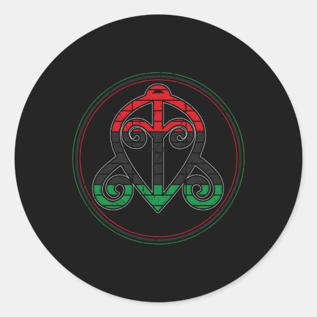 Adesivo Redondo Símbolo Adinkra Ou Símbolo Da África Ocidental Ou  (Frente)