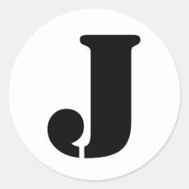 Adesivo Redondo Símbolo alfabético por Janz - Letra J branca
