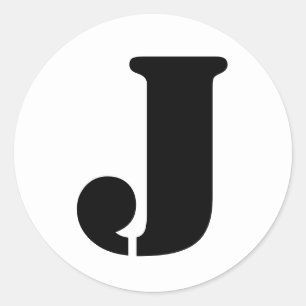 Adesivo Redondo Símbolo alfabético por Janz - Letra J branca