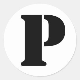 Adesivo Redondo Símbolo alfabético por Janz - Letra P branca