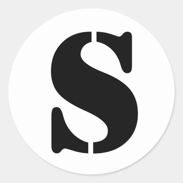 Adesivo Redondo Símbolo alfabético por Janz - Letra S branca (Frente)