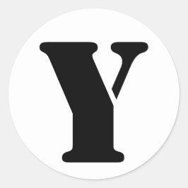Adesivo Redondo Símbolo alfabético por Janz - Letra Y branca