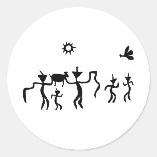 Adesivo Redondo símbolo antigo de geoglifo idol petroglicph amerín