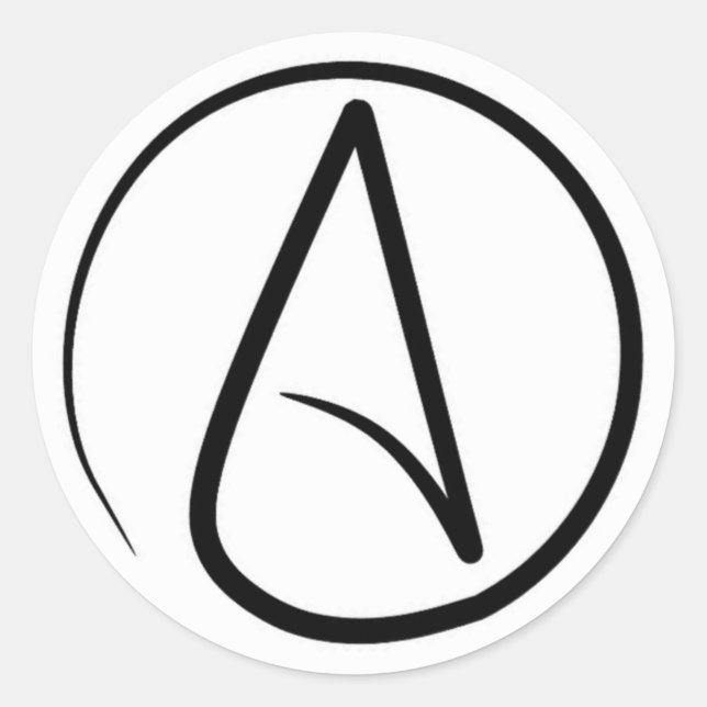 Adesivo Redondo Símbolo ateísmo: preto em branco (Frente)