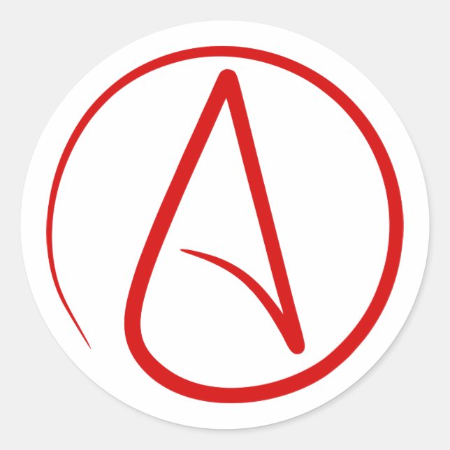 Adesivo Redondo símbolo ateísmo religioso (Frente)