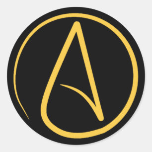 Adesivo Redondo Símbolo ateu: amarelo a preto