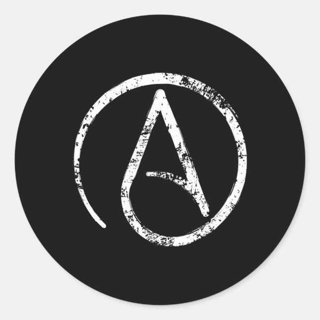 Adesivo Redondo Símbolo ateu ateu angustiado secular (Frente)