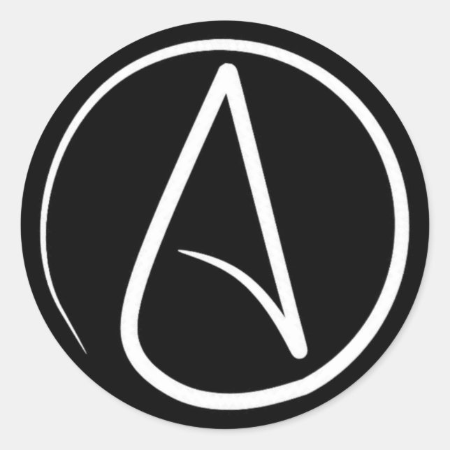 Adesivo Redondo Símbolo ateu: branco a preto (Frente)