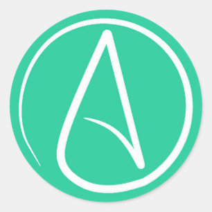 Adesivo Redondo Símbolo ateu: branco sobre verde-menta