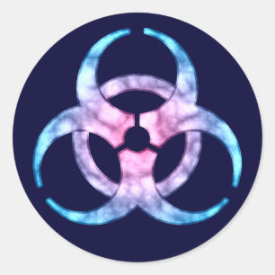Adesivo Redondo Símbolo azul do Biohazard