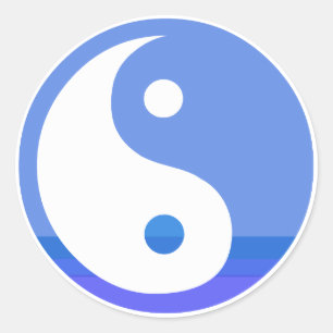 Adesivo Redondo Símbolo azul e branco de Taijitu Yin Yang