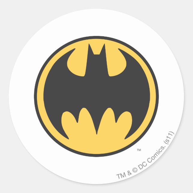 Adesivo Redondo Símbolo Batman | Logotipo do círculo amarelo escur | Zazzle  Brasil