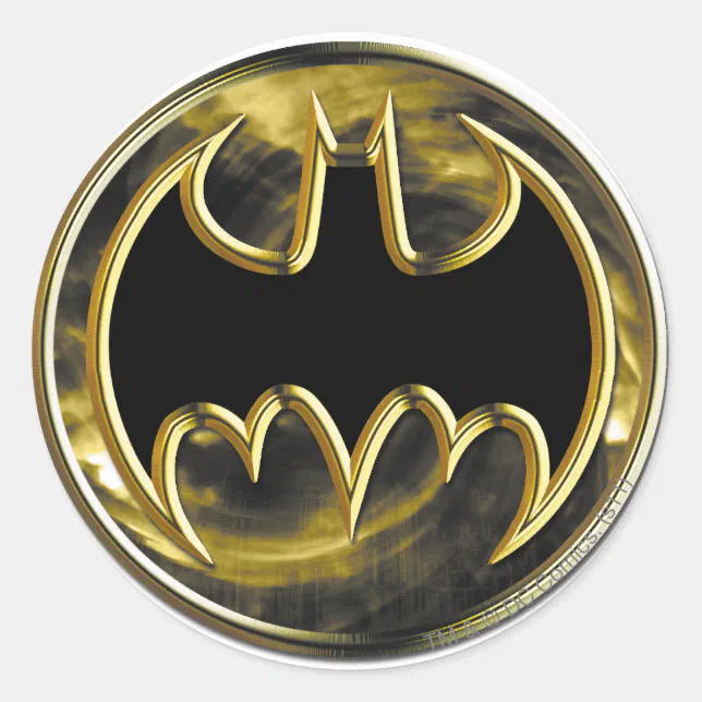 Adesivo Redondo Símbolo Batman, Logotipo Dourado