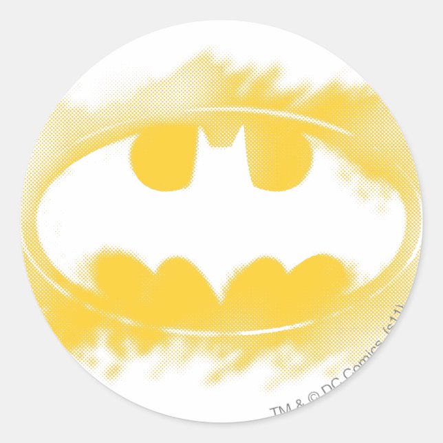 Adesivo Redondo Símbolo Batman | Logotipo preto e amarelo (Frente)