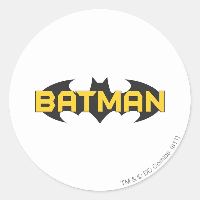 Adesivo Redondo Símbolo Batman | Nome Logotipo Amarelo e Preto | Zazzle  Brasil