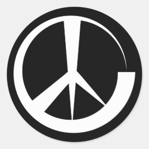 Adesivo Redondo Símbolo branco isolado de paz criativa