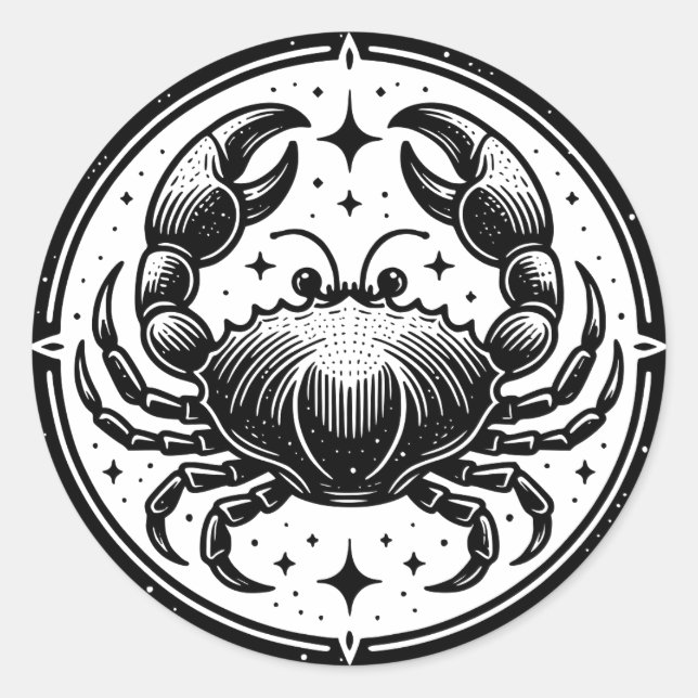 Adesivo Redondo Símbolo Caranguejo de Sinal de Horoscópio Cancer (Frente)
