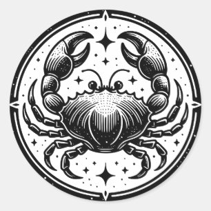 Adesivo Redondo Símbolo Caranguejo de Sinal de Horoscópio Cancer