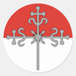 Adesivo Redondo Símbolo católico da Letónia, Bandeira do Suiti