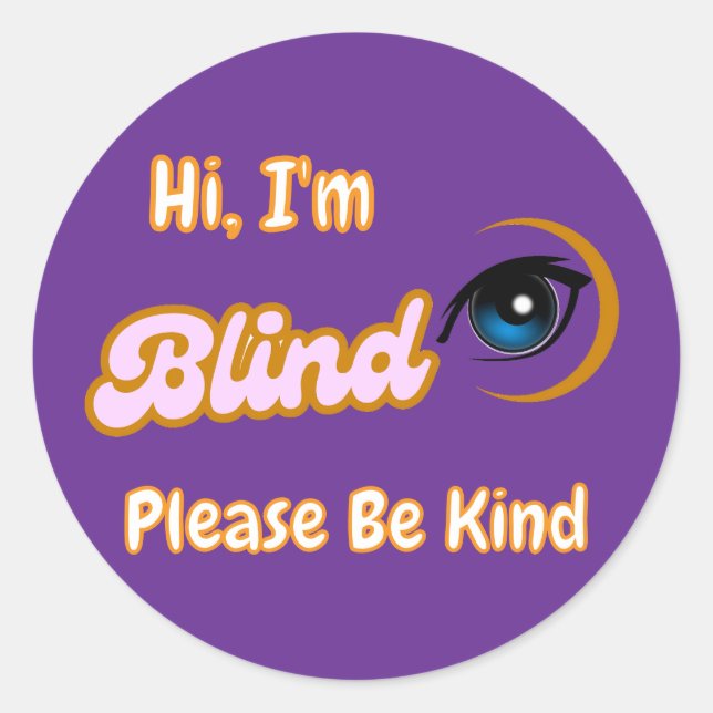 Adesivo Redondo símbolo cego púrpura (Frente)